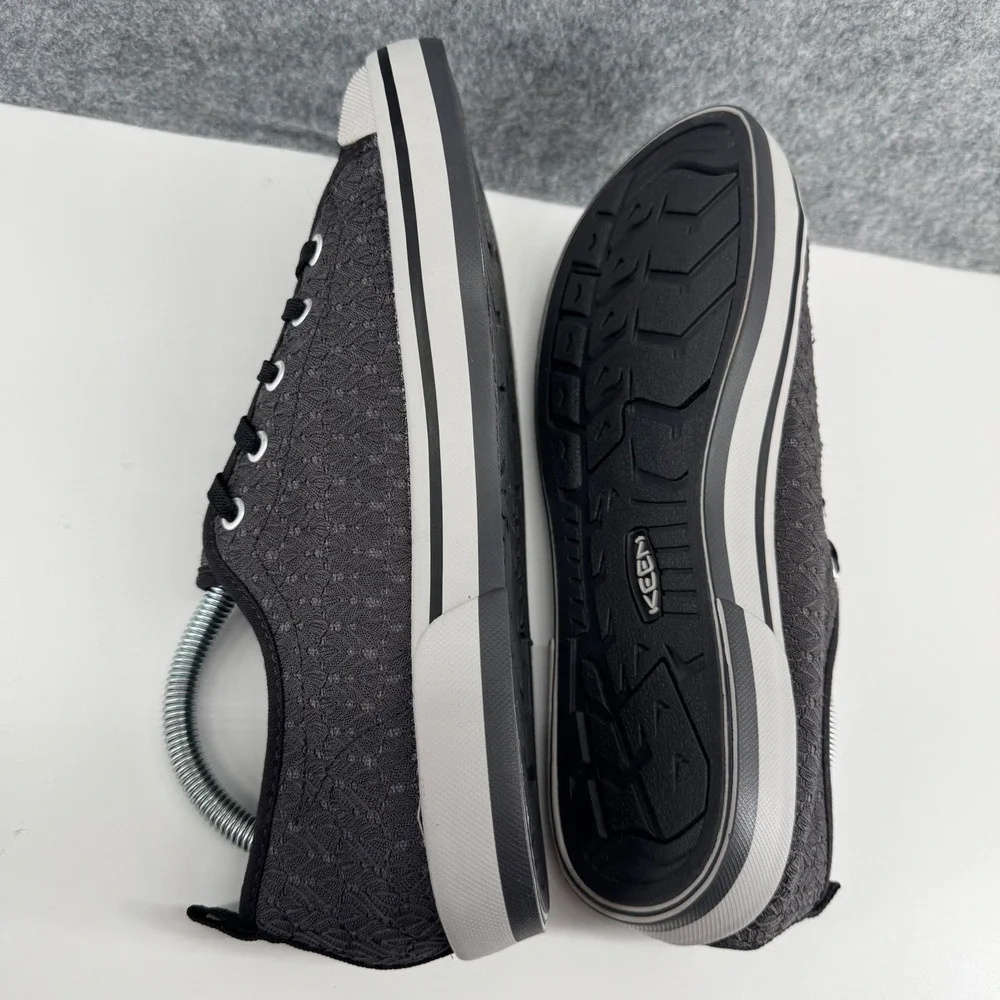 Keen Elsa Sneaker Womens 10 Black Lace Textured Low Top Casual Shoes 1018303